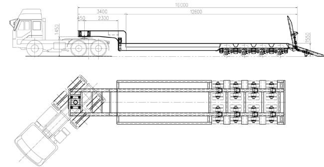 Excavator Low Bed Trailer Eight Axle Lowbed 150 Ton Low-bed Trailer