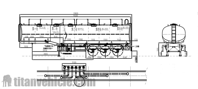 Drawing of Fuel Tanker Semi Trailer