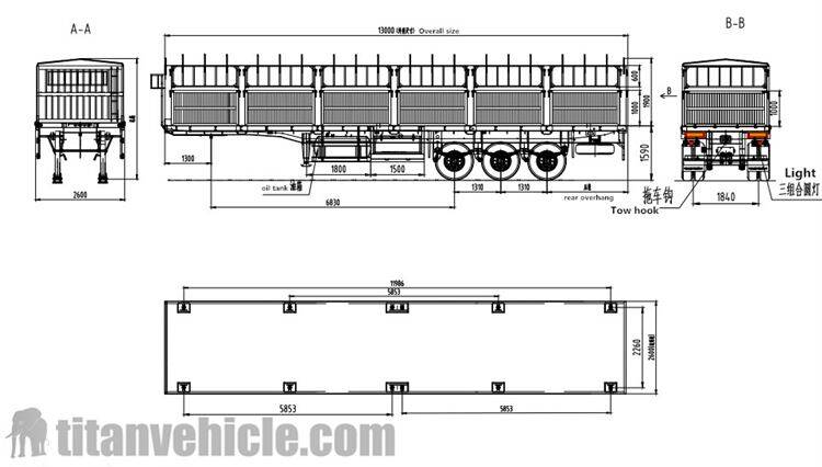 Drawing of Dropside trailer Price 