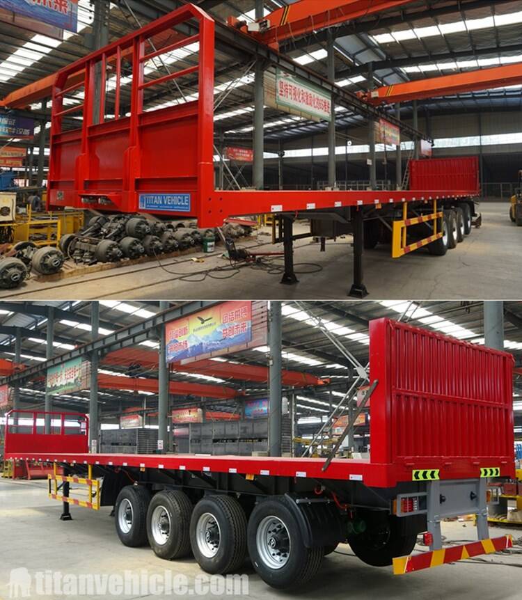 4 Axle Air Suspension of Flatbed Trailer with Side Wall for Sale in Jamaica Kingston 