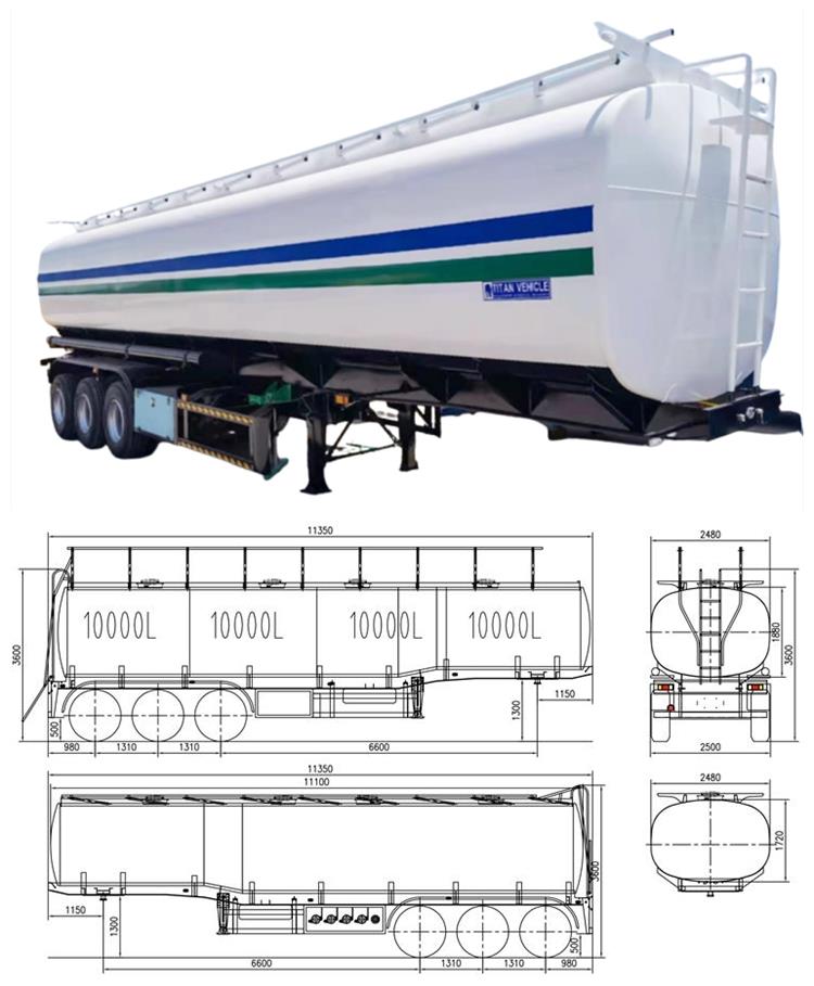 Drawing of 3 Axle 40000 Litres Fuel Tanker Trailer