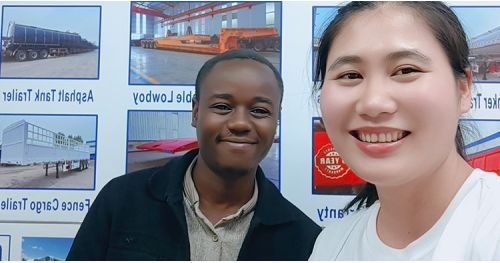 Cameroonian Customers Came to Titan to Buy 3 Axle Flatbed Trailer