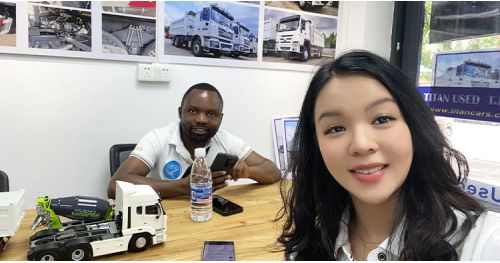 Congo Customer Visit TITAN to Buy 3 Axle Semi Truck Flatbed Trailer