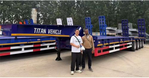 Guyana Customers Visited TITAN Factory to Buy 4 Axle Lowbed Trailer