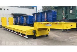 80T Low Bed Truck Trailer with Folding Ladder will be export to United Arab Emirates