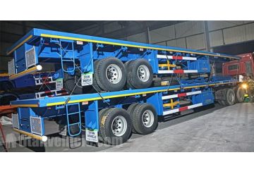 2 Axle Flatbed Trailer with Pipe Stakes Ready Ship to Saudi Arabia