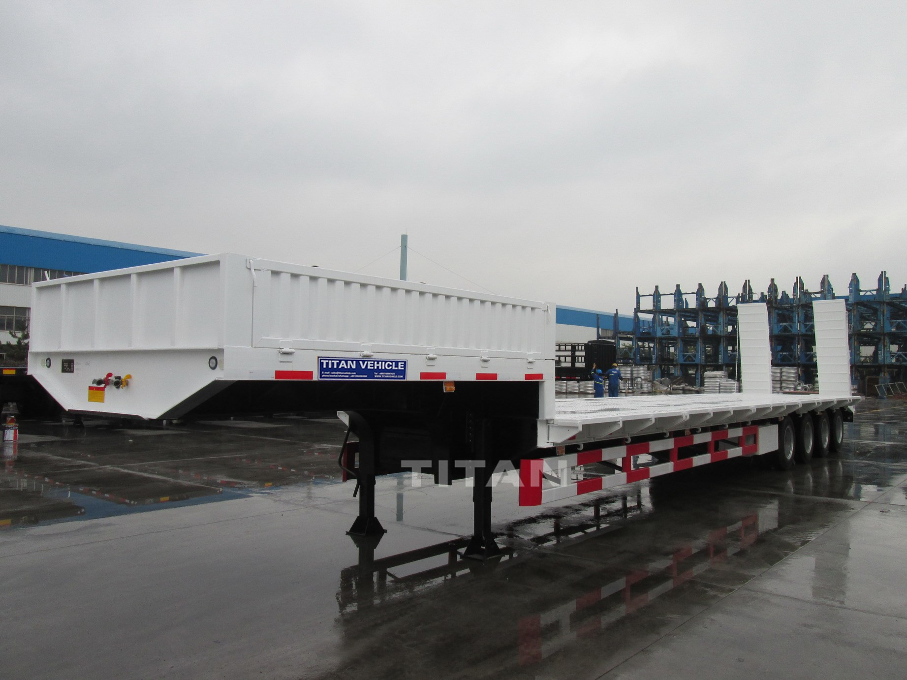Hydraulic 2 axle 3 axle 4 axle Lowbed 80 ton 100 ton 120 ton 150 ton low loaders semi Trailer with sidewall