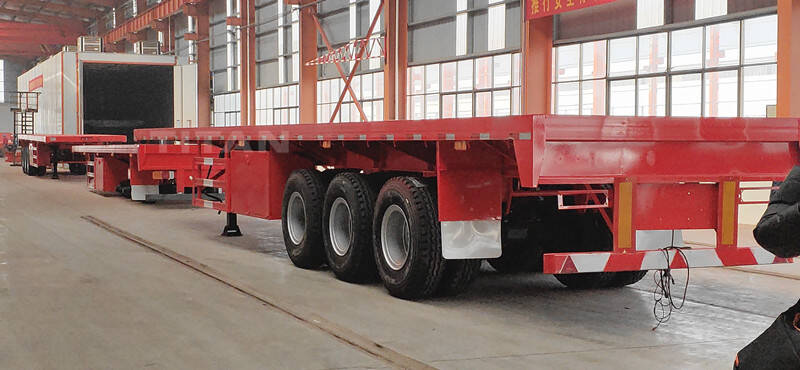 Tri Axle Flatbed Semi Trailer in Factory