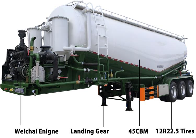 45CBM Pneumatic Dry Bulk Trailer For Sale In Zimbabwe