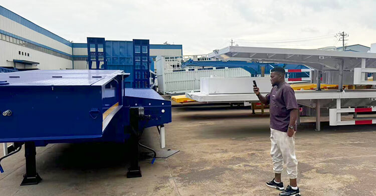 3 Axle 80 Ton Lowbed Truck Trailer for Sale in Tanzania