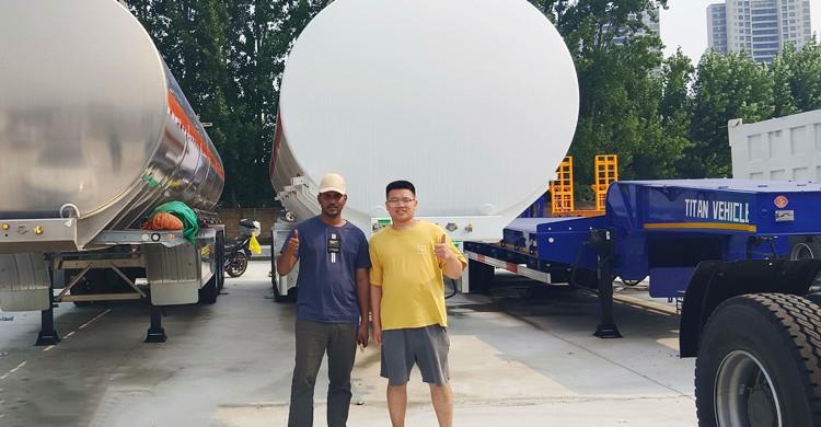 Zambian Customer Visit TITAN to Buy 45000 Liters Fuel Tanker Semi Trailer