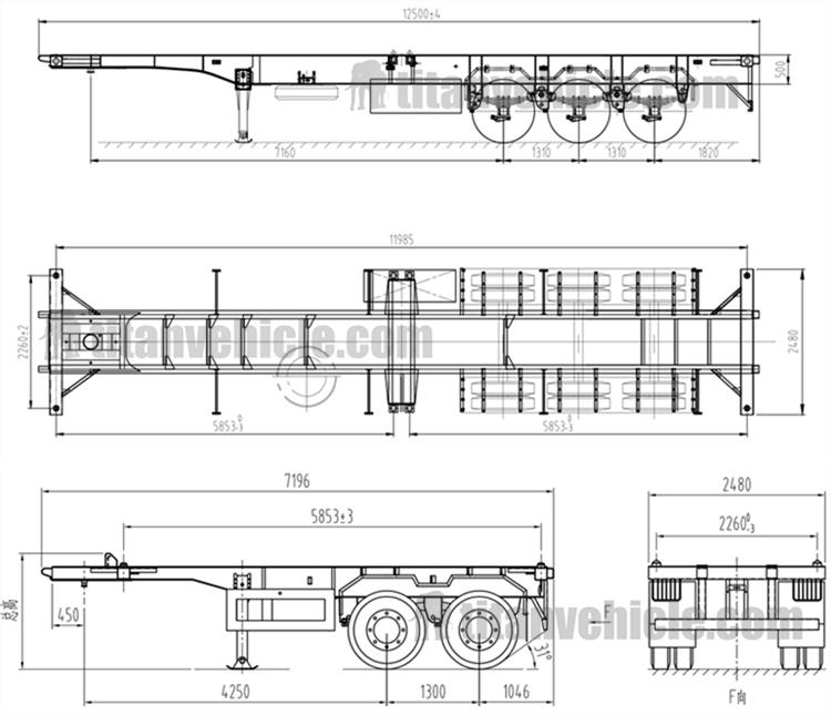 Drawing of Container Chassis Trailer Price