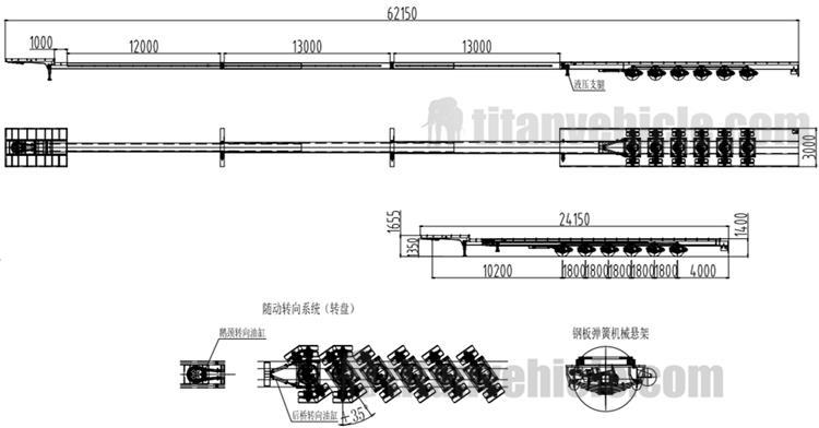 Drawing of Extendable Semi Trailer for Sale