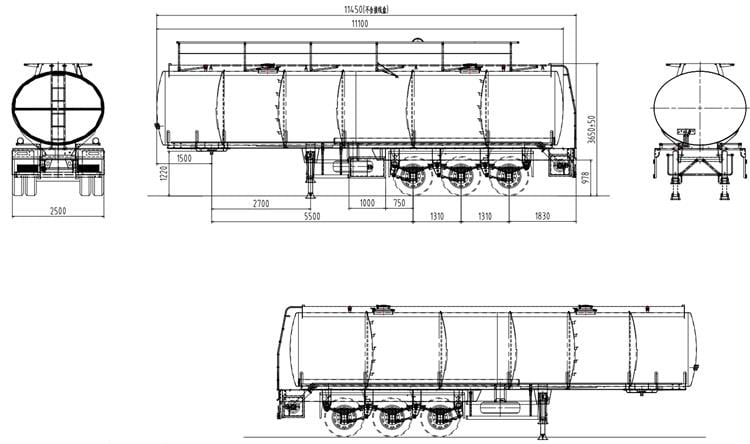 Drawing of 45CBM Aluminum Tanker 