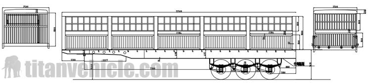 Drawing of 3 Axle Fence Semi Trailer