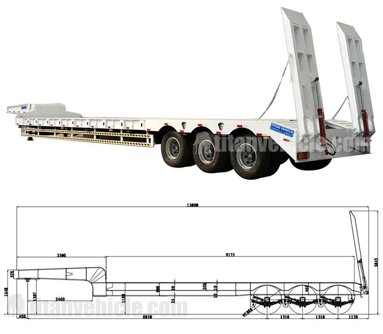 Drawing of Tri Axle Low Bed Trailer for Sale Near Me