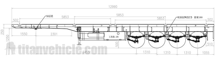 Drawing of 4 Axle Flatbed Semi Trailer