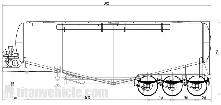 Drawing of 3 Axle Cement Tanker Trailer