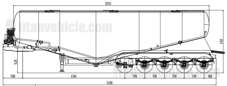 Drawing of 5 Axle 60 CBM Tanker Trailer for Sale