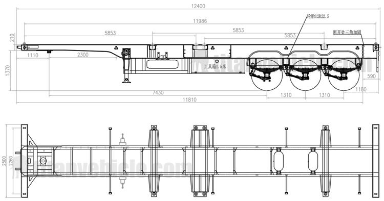3 Axle 40ft Skeleton Trailer for Sale in  SANTO DOMINGO