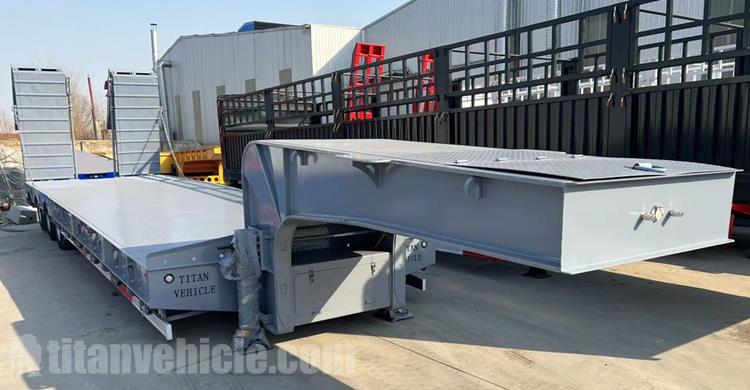 Tri Axle Low Bed Trailer with Hydraulic Ladder for Sale In Philippines