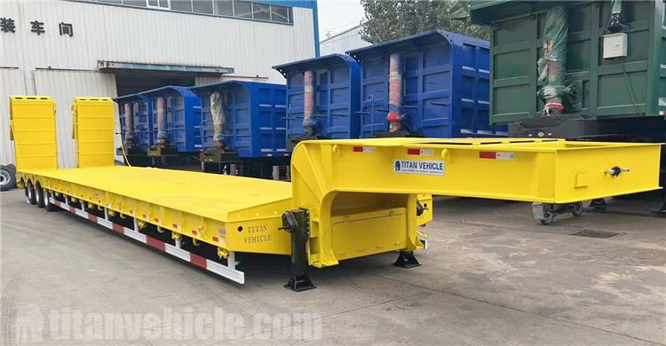 80T Low Bed Truck Trailer with Folding Ladder for Sale In United Arab Emirates
