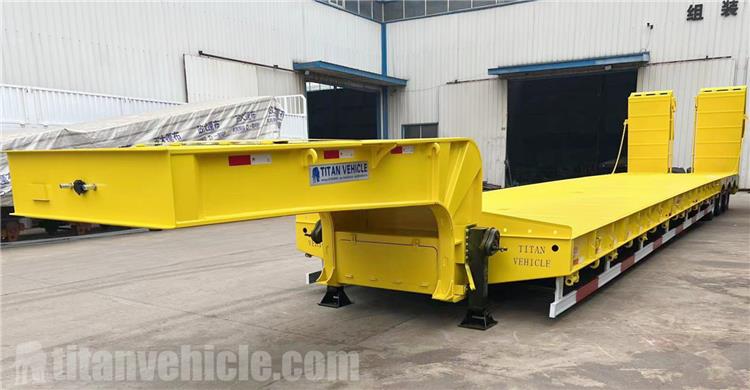 80T Low Bed Truck Trailer with Folding Ladder for Sale In United Arab Emirates