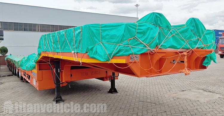 8 Axle Extendable Lowbed Trailer with Folding Ramp for Sale in Ghana