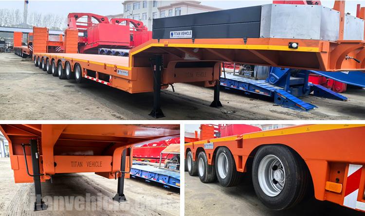 8 Axle Extendable Lowbed Trailer with Folding Ramp for Sale in Ghana