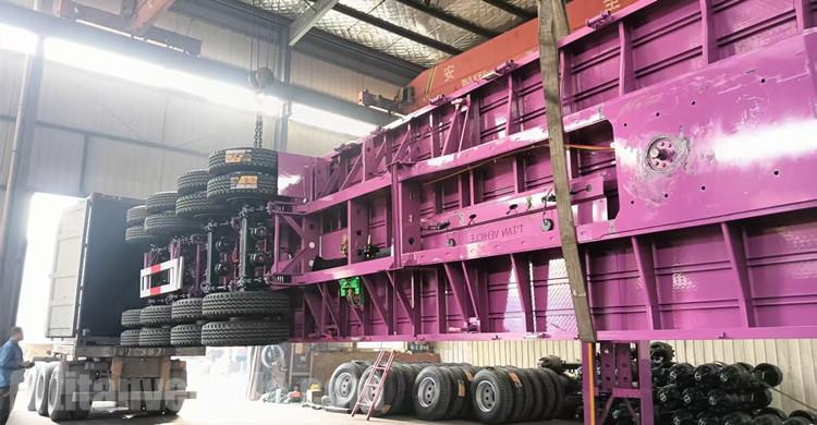 Customized Color 4 Axle 45FT Flatbed Trailer will be sent to Ghana