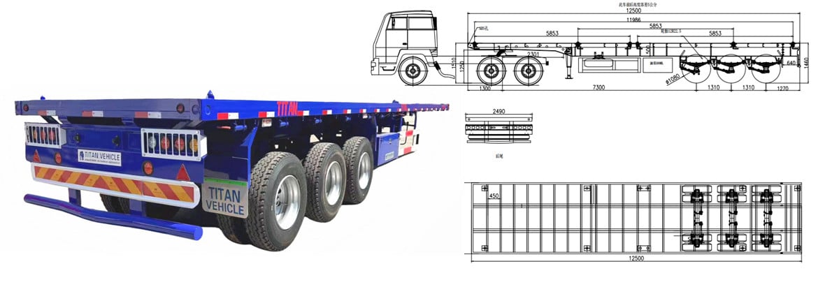 In Stock! 3 Axle Flatbed Semi Trailer Price 10400 USD