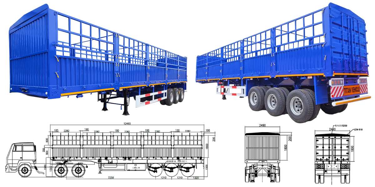 In Stock 3 Axle Fence Cargo Trailer FOB Price: 13200 USD