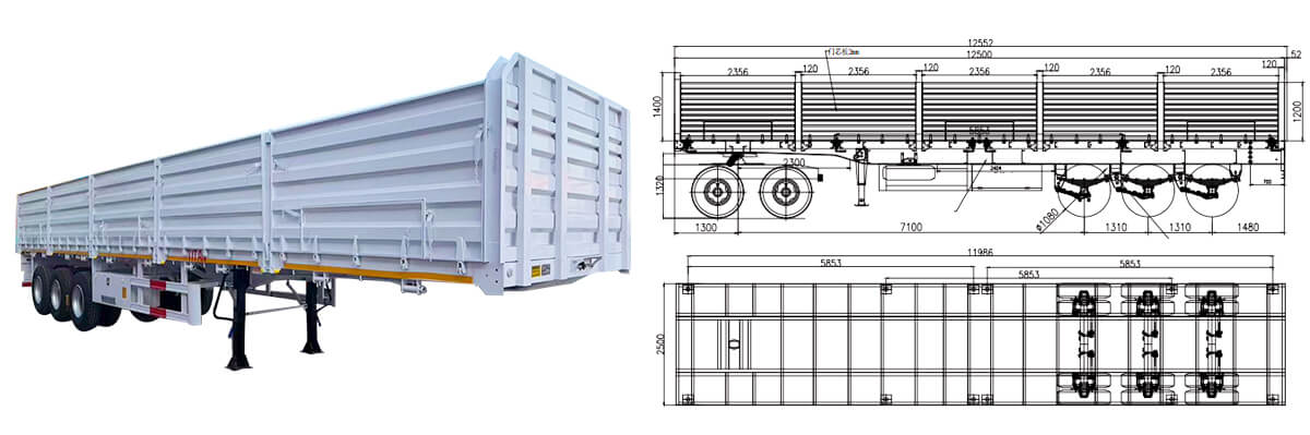 No.: 55/2025/8/29 - 3 Axle Side Wall Semi Trailer FOB Price: 11500 USD