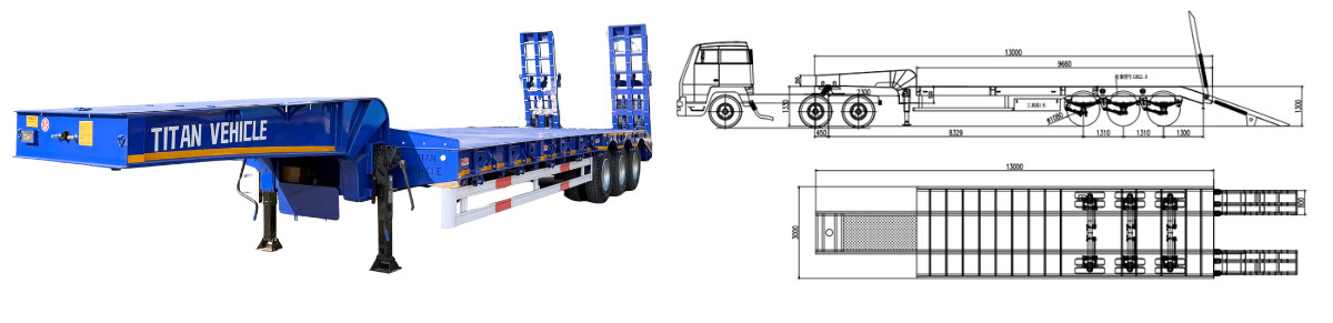 Ready to Ship! 3 Axle 80 Ton Low Bed Truck Trailer FOB 17450 USD