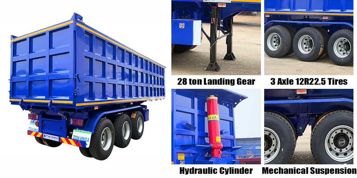 3 Axle 35CBM Semi Tipper Trailer FOB Price: 13200 USD