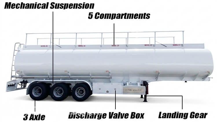 45000 Liters 5 Compartments Fuel Tanker Trailer for Sale in Ghana