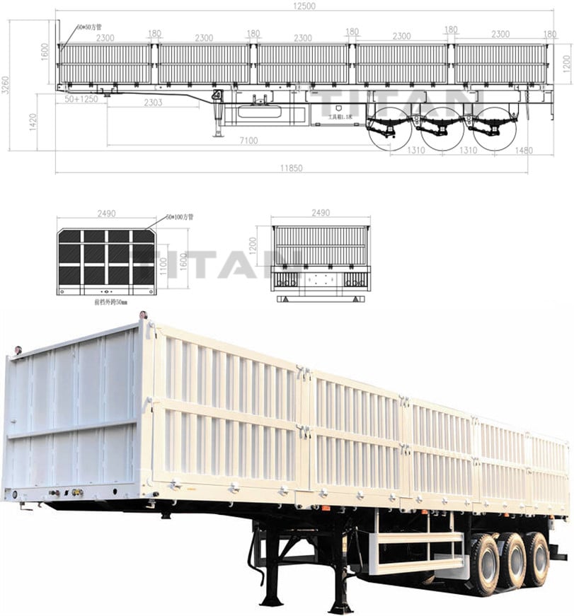 40 foot side wall truck trailer dimensions and drawings