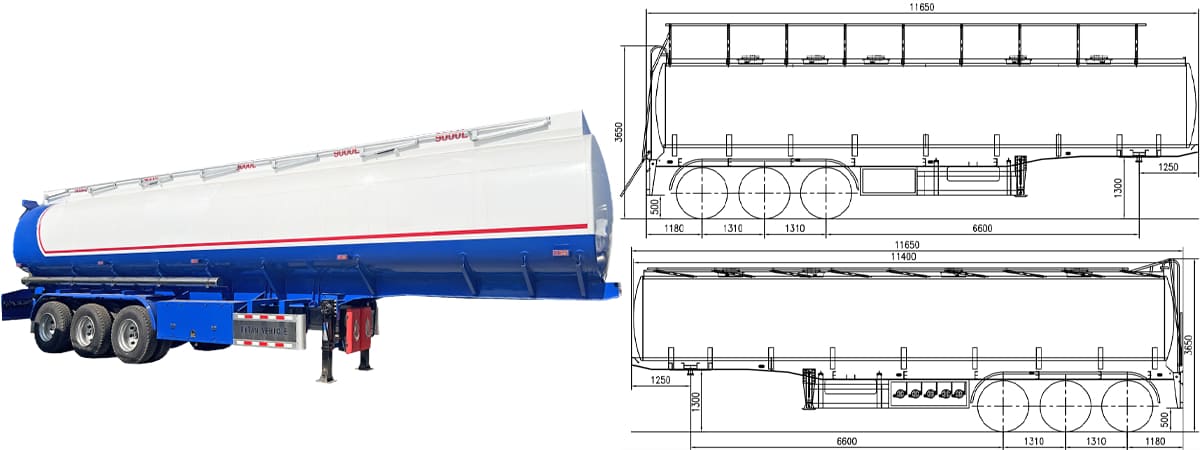 Tri Axle 45000L Fuel Tanker Trailer 5 Compartments FOB Price: 13500 USD