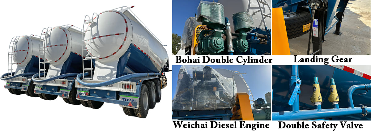 3 Axle 45CBM Bulker Cement Tanker Trailer FOB Price 13500 USD