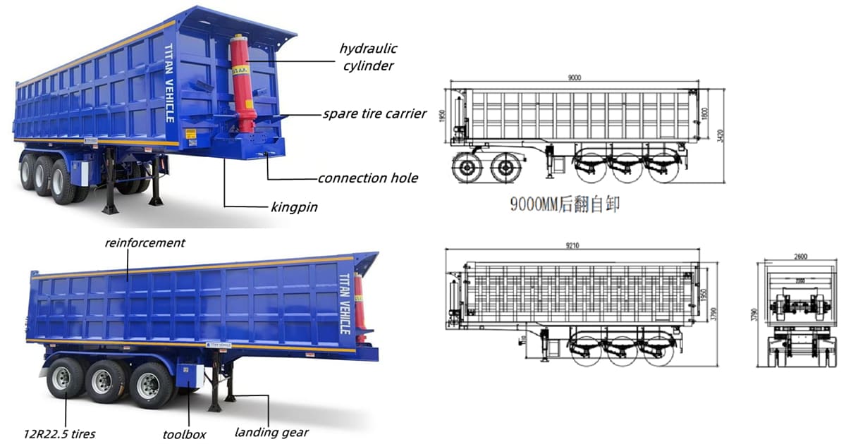 35CBM Semi Tipper Trailer FOB Price: 13500 USD