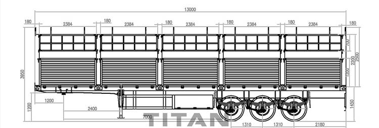 Technical drawing of TITAN fence trailer