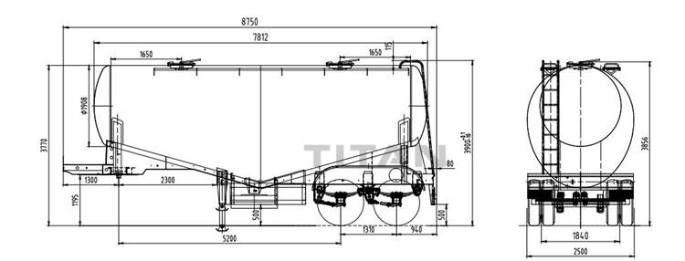 2 axle 30cbm cement bulker technical specification drawing