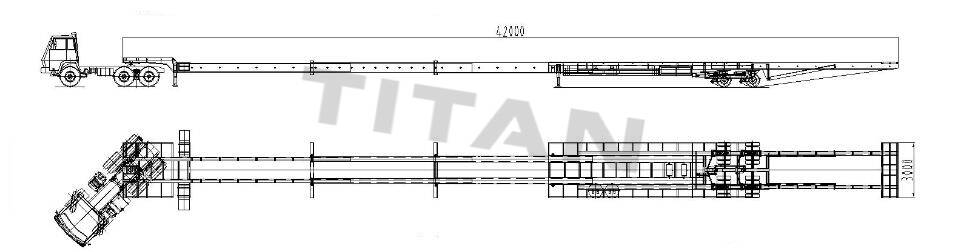 2 line 4 axle 42m extendable trailer technical department drawing