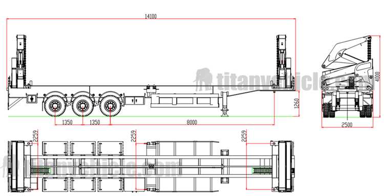 Drawing of 40Ft Container Side Loader Trailer