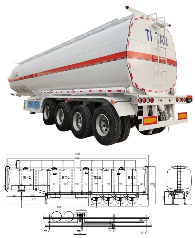 Drawing of 4 Axle Fuel Tanker Trailer