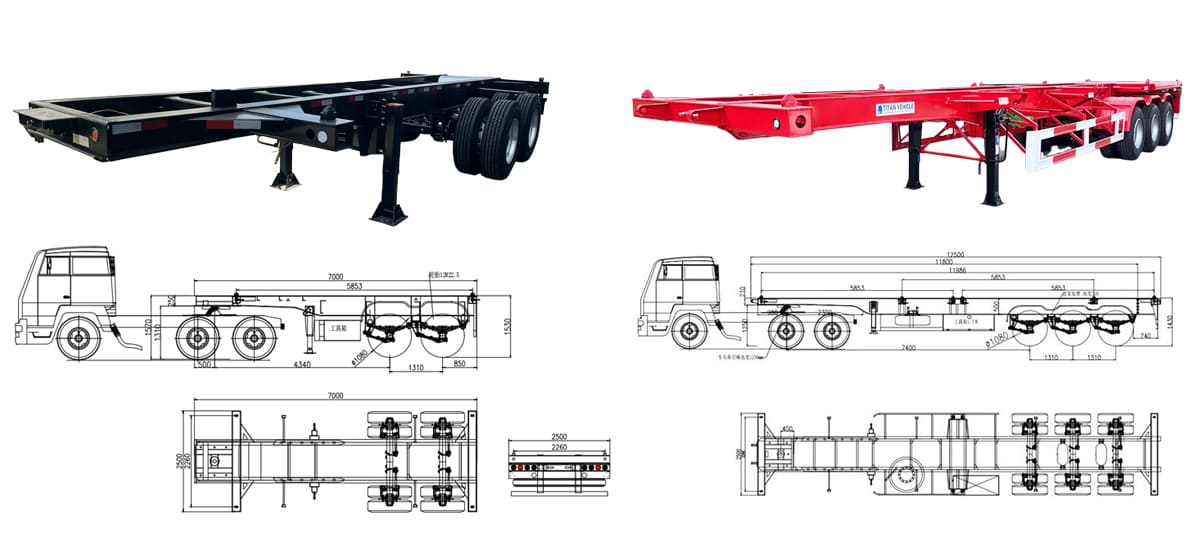 20 Ft 40Ft Container Chassis Trailer for Sale in Guam