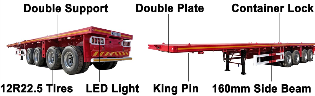 3 Axle Flatbed Trailer for Jamaican Road Transport