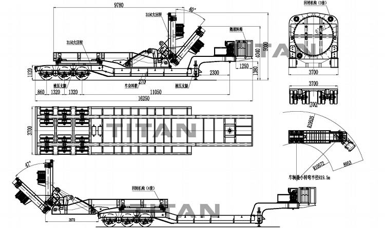 3 Line 6 Axle Wind Tower Adapter Trailer drawing