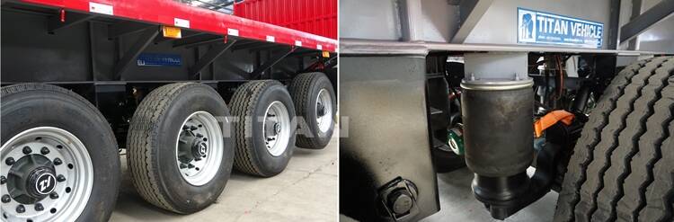 Tire and airbag suspension of container trailer