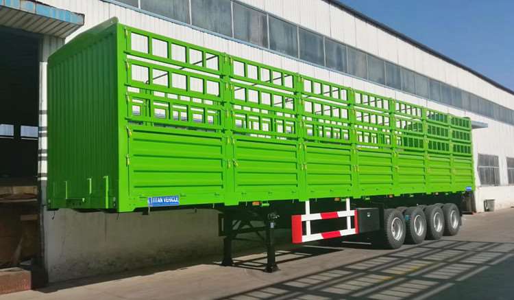 China Stake Semi Trailer for Sale - 4 Axle 60 Ton Fence Cargo Truck Trailer